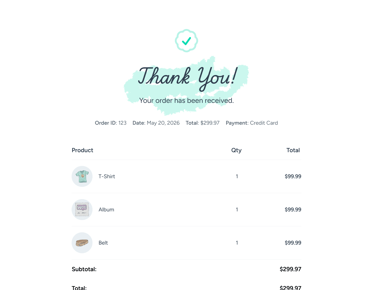 Thank you page created by RedFox Thank You wordpress plugin